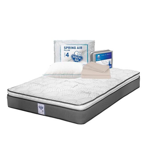 Colchón Queen Size Spring Air Prestige + Almohada + Sábanas TRY