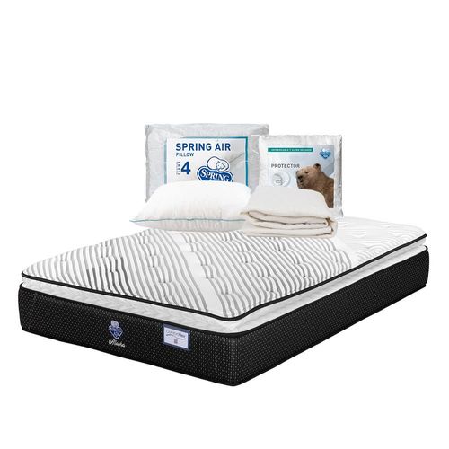 Colchón Matrimonial Spring Air Alaska + Almohada + Protector Ultra TRY