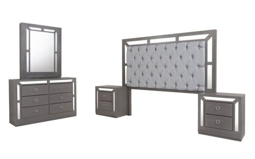 Recamara KS 4 Piezas Emilia Gris Kessa Muebles