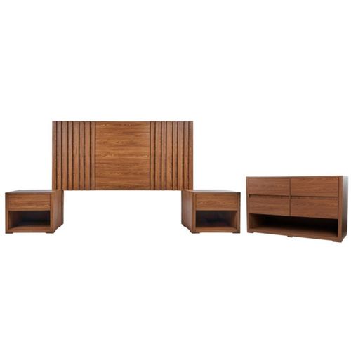 Recamara KS 4 Piezas Vanessa Sin Espejo Nogal Kessa Muebles