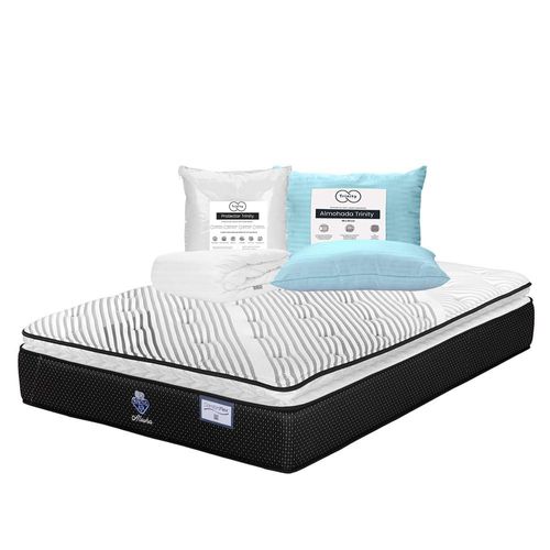 Colchón King Size Spring Air Alaska + Almohada + Protector Trinity TRY