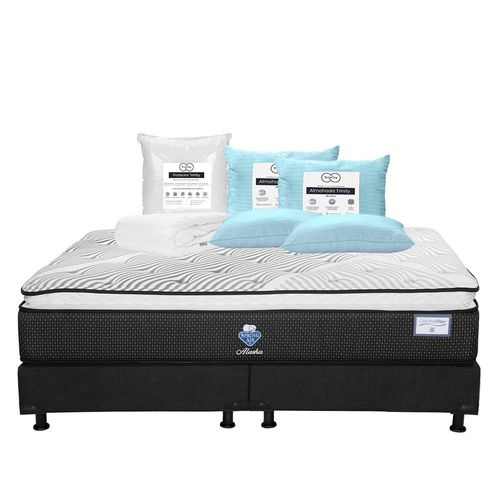 Colchón King Size Spring Air Alaska + Box + 2 Almohadas + Protector Trinity TR