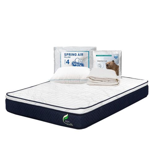 Colchón Queen Size Restonic Eon Azul+ Almohada Oso+ Protector TRY