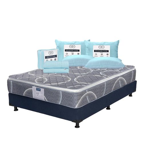 Colchón Matrimonial Restonic Bongo + Box + 2 Almohadas + Sábanas Trinity TRY