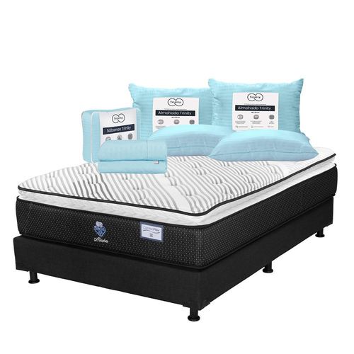 Colchón King Size Spring Air Alaska + Box + 2 Almohadas + Sábanas Trinity TRY