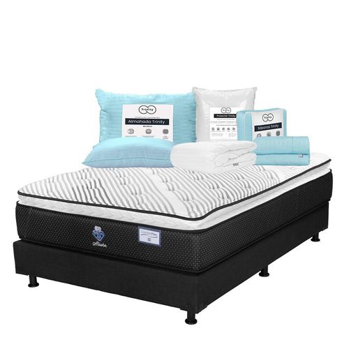 Colchón Queen Size Spring Air Alaska + Box + Ropa de Cama Trinity TRY