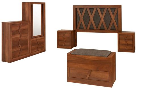 Recamara KS 6 Piezas Briara Parota y Gris Kessa Muebles