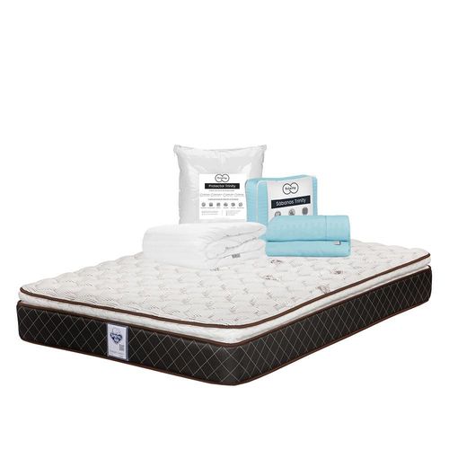 Colchón Queen Size Spring Air Minesota Café+ Protector +Sabanas TRY