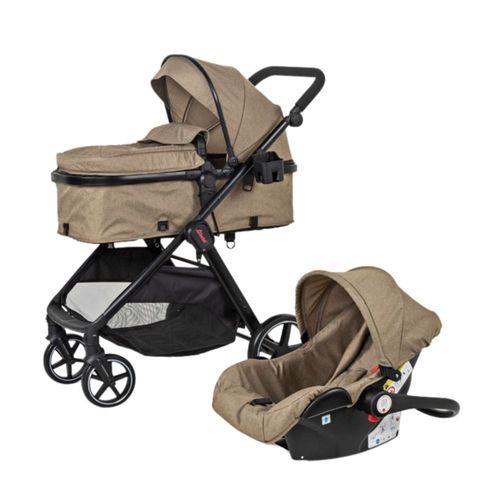 Carriola con Autoasiento y Bambineto Reclinable King D'Bebe - Beige