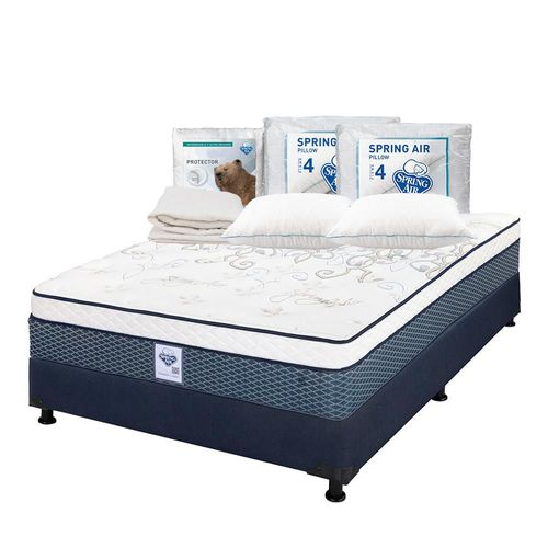 Colchón Matrimonial Spring Air Cantabria + Box + 2 Almohadas + Protector TRY