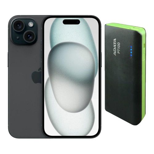 iPhone 15 Plus 128GB Negro CHIP Reacondicionado mas Power Bank 10,000mah