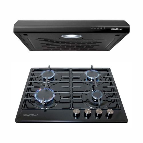 Combo Fusilli parrilla 60cm con 4 quemadores Y campana de pared 60cm