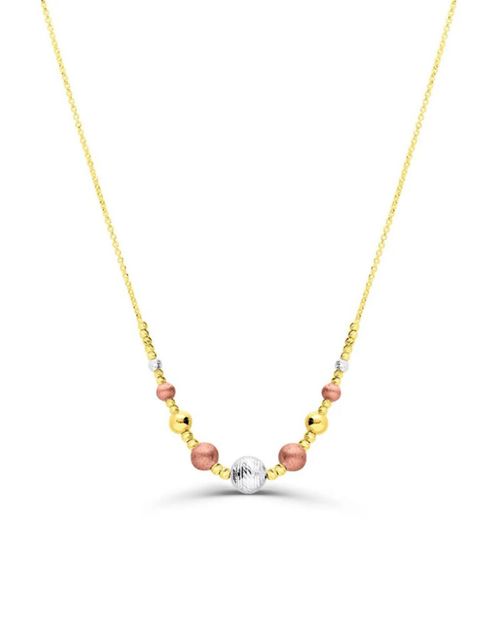 Gargantilla de oro 14K con 9 esferas florentinas