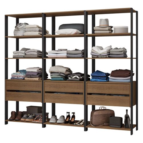 Closet Valencia 210 cm Marrón/Negro Madesa