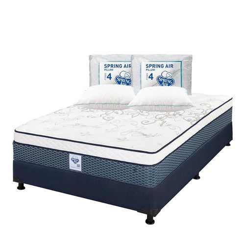 Colchón Queen Size Spring Air Cantabria + Box + 2 Almohadas TRY