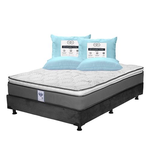 Colchón Queen Size Spring Air Prestige + Box + 2 Almohadas Trinity TRY