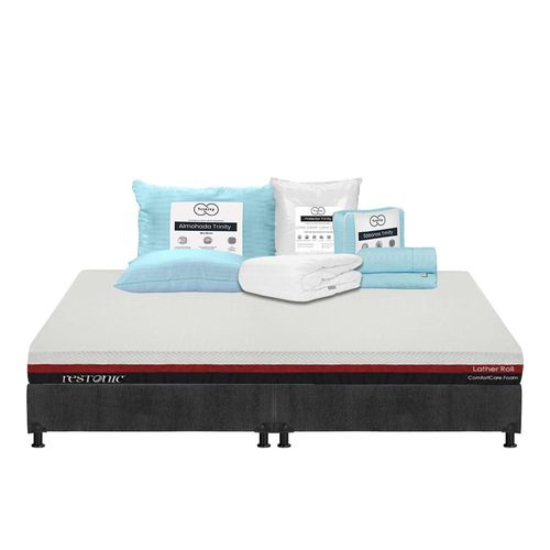 Colchón King Size Restonic Roll + Box + Ropa de Cama TRY