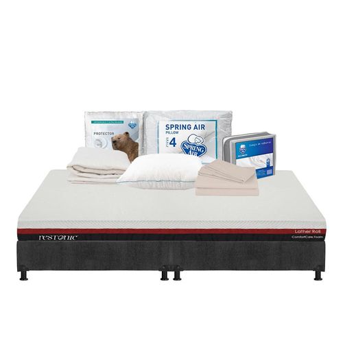 Colchón King Size Restonic Roll + Box + Ropa de Cama TRY