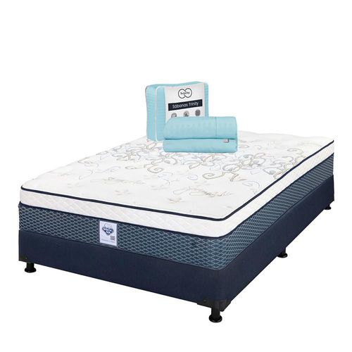 Colchón Queen Size Spring Air Cantabria + Box + Sábanas Trinity TRY