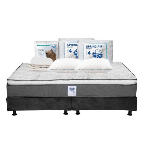 Colchón King Size Spring Air Prestige + Box + 2 Almohadas + Protector TRY