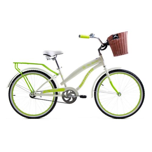 Bicicleta BENOTTO City STA. MONICA R24 1V. Mujer Frenos Contrapedal con Canastilla Acero Crema/Verde Claro