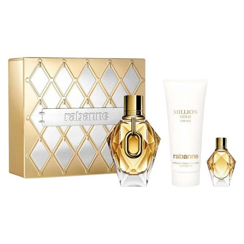 SET MILLION GOLD FOR HER 3PZS 90ML EDP SPRAY/BODY LOTION 75ML/10ML EDP SPRAY.