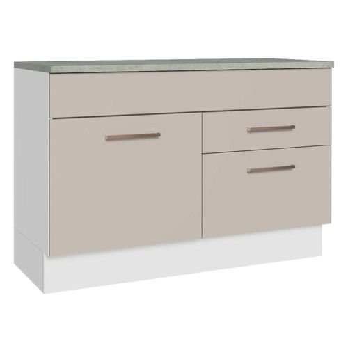 Gabinete Bajo Bufetera Agata 120cm Blanco/Beige Madesa 01