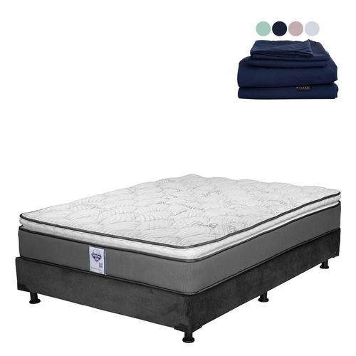 Colchón Queen Size Prestige Gris+ Box+ Sabanas Softy CDZ