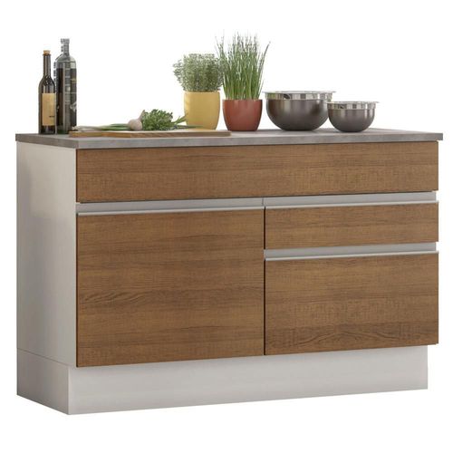 Gabinete Bajo Bufetera Glamy 120cm Blanco/Marrón Madesa 01