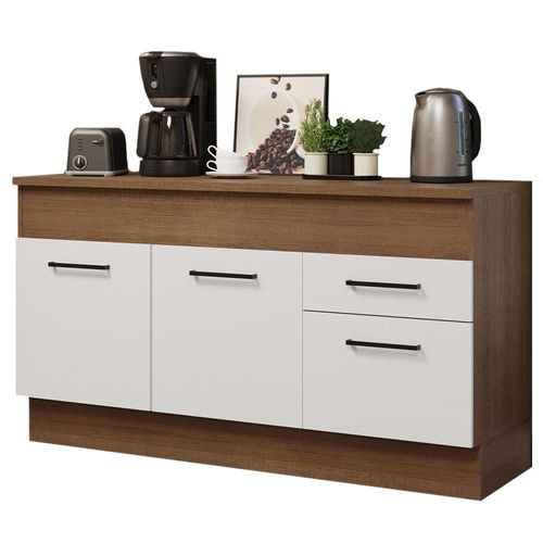 Gabinete Bajo Bufetera Agata 150cm Marrón/Blanco Madesa