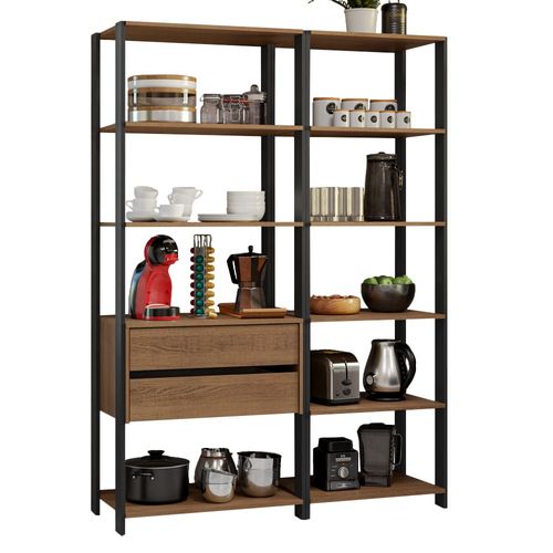 Armario Organizador Multiuso Cocina 129cm Marrón/Negro Madesa