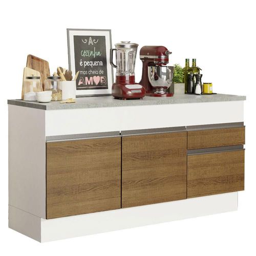 Gabinete Bajo Bufetera Glamy 150cm Blanco/Marrón Madesa 08