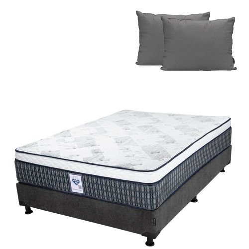 Colchón Queen Size Spring Air Cardona Gris Carbón+ Box+ Almohada 2Pack CDZ