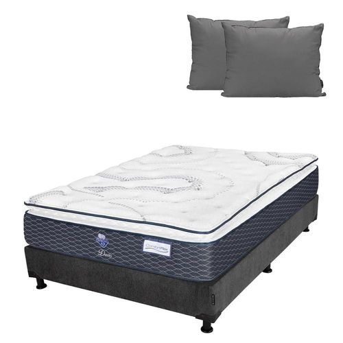 Colchón Matrimonial Spring Air Dover Gris Carbón+ Box+ Almohada 2Pack CDZ