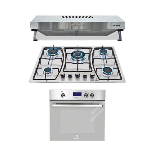 Tricombo de parrilla de 76cm, horno mixto y campana de 76cm ZEN