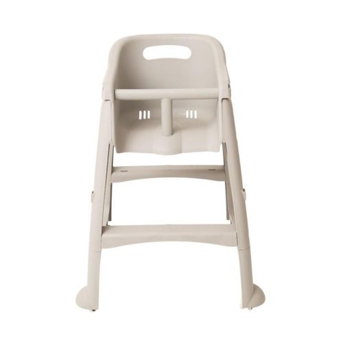 Silla Alta Periquera de Plástico para Bebé Color Gris con Charola Rosa, Ideal para Restaurante o Comedor