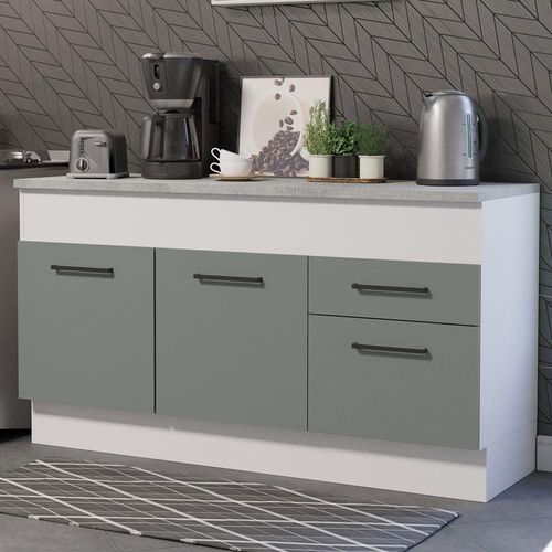 Gabinete Bajo Bufetera Agata 150cm Blanco/Gris Madesa 01