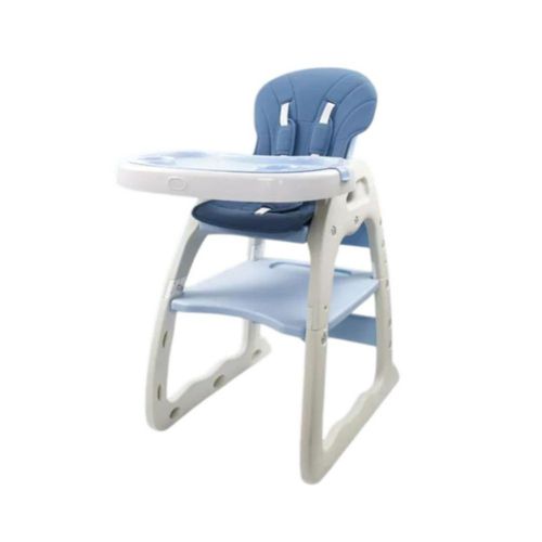 Silla Alta Periquera  2 en 1 Convertible en Escritorio Infantil Color Azul, Multifuncional y Segura