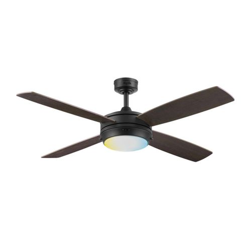 Coolfan Ventilador de Techo de 52 Pulgadas con Luz LED y 4 Aspas Reversibles de Madera con Control Remoto