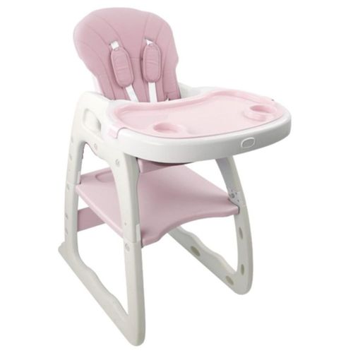 Silla Alta Periquera  2 en 1 Convertible en Escritorio Infantil Color Rosa, Multifuncional y Segura