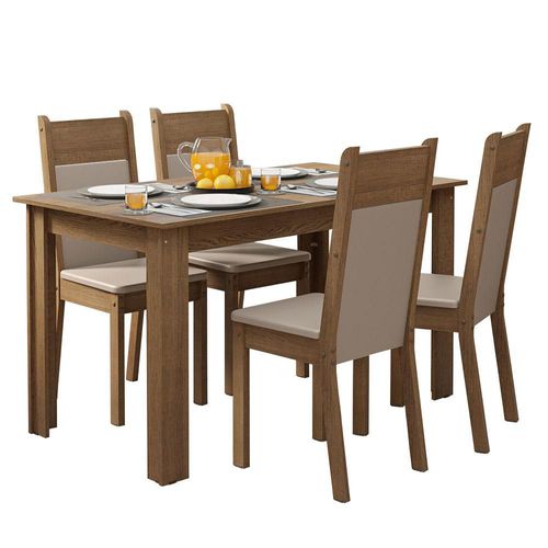 Juego de Comedor Mesa + 4 Sillas Marrón/Crema Madesa