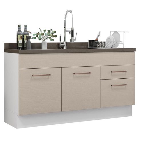 Gabinete Bajo Cocina Agata 150cm Blanco/Beige Madesa 02