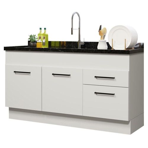 Gabinete Bajo Cocina Madesa Agata 150cm Blanco 01