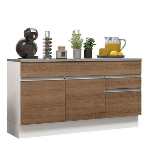 Gabinete Bajo Cocina Madesa Glamy 150cm Blanco/Marrón 08