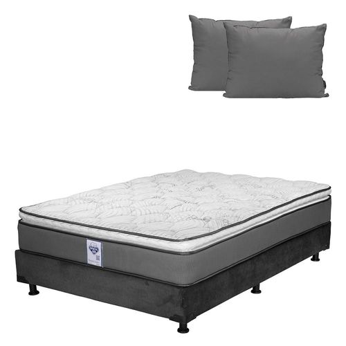 Colchón Individual Prestige Gris+ Box+ Almohada 2Pack+ Protector Cloud CDZ