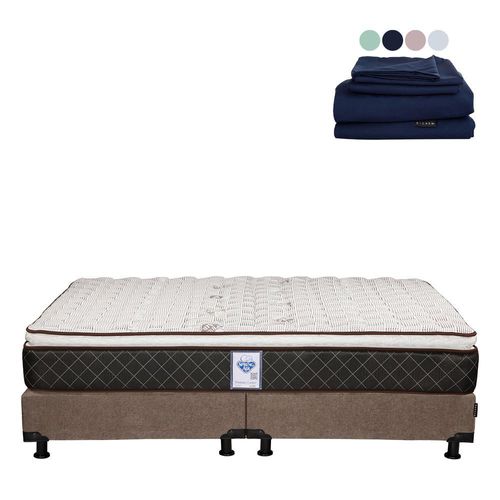 Colchon King Size Spring Air Minesota + Box Dicasa + Sábanas Softy CZD