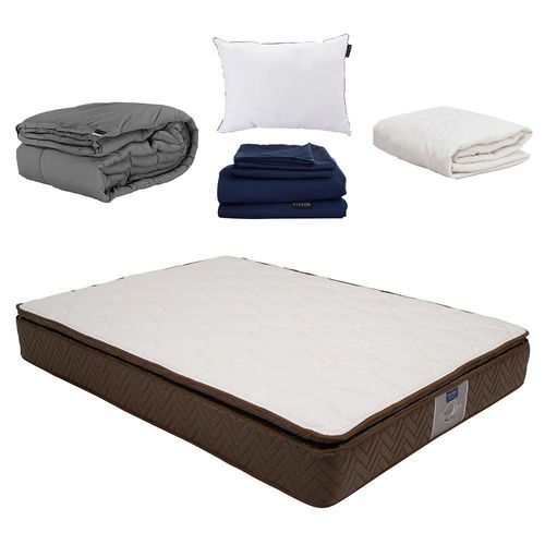Colchón Matrimonial Restonic Nautilus + Almohada One + Protector Ultra + Sábanas Softy + Edredón Homy CZD