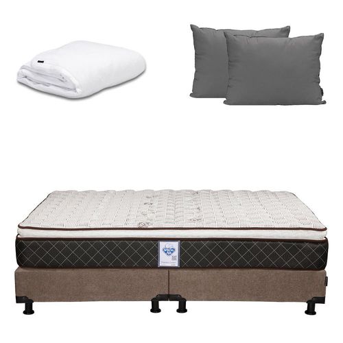 Colchon King Size Spring Air Minesota + Box Dicasa + Almohada 2 Pack + Protector Cloud CZD