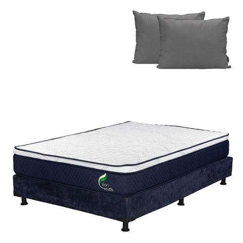 Colchón Queen Size Eon Azul+ Box+ Almohada 2Pack CDZ