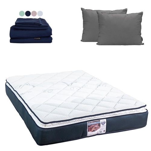 Colchón King Size Spring Air Monaco + Almohada 2 Pack + Sábanas Softy CZD